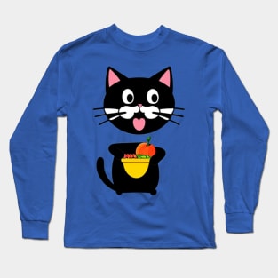 funny cat eating Long Sleeve T-Shirt